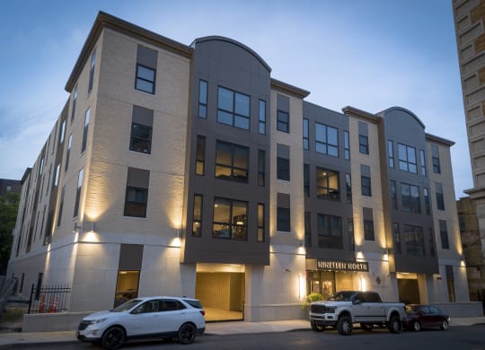 the exterior of a building with cars parked in front of it at Nineteen North, Buffalo, New York