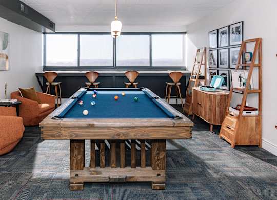 Resident Lounge pool table at Walnut Towers at Frick Park, Pittsburgh, PA 15217