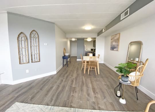 open living room at Walnut Towers at Frick Park, Pennsylvania