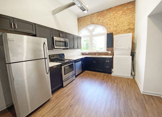 Upgraded Kitchen with Stainless Steel Appliances and Hardwood Flooring at University Commons at McKee Place, 15213
