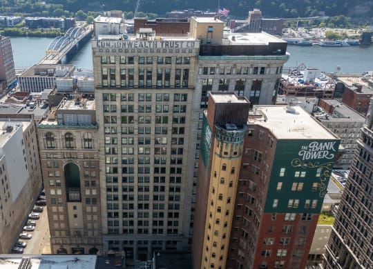 a view of the city from above at The Commonwealth Building, Pittsburgh, 15222