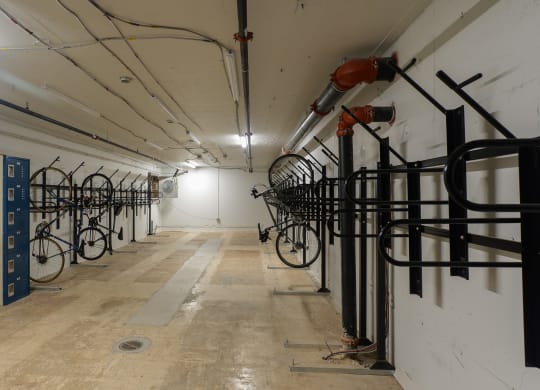 the bike room in the basement of the building at The Commonwealth Building, Pittsburgh, 15222