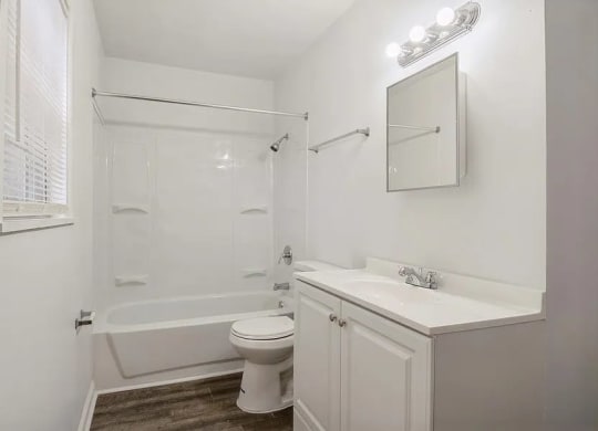 a bathroom with a toilet sink and bathtub