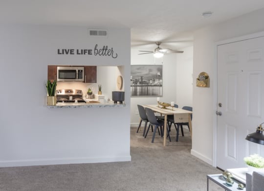 Kitchen Area With Dining View at Hilltop Apartments, Ohio