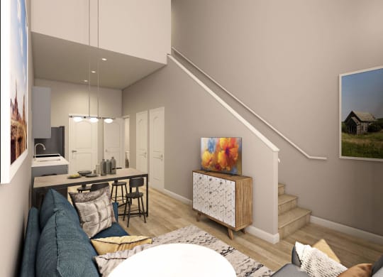 Living Area With Staircase at Adelphi Quarter, Columbus