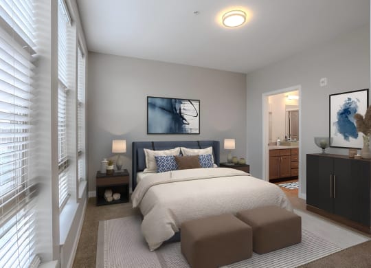 a bedroom with a large bed and a window at Adelphi Quarter, Ohio, 43203