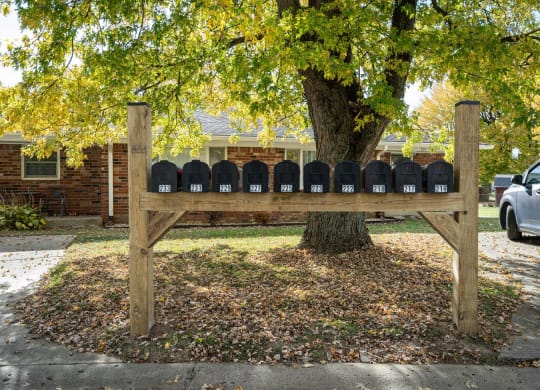 a mailbox post in front of a tree at Stonebrook of Franklin, Franklin, 46131