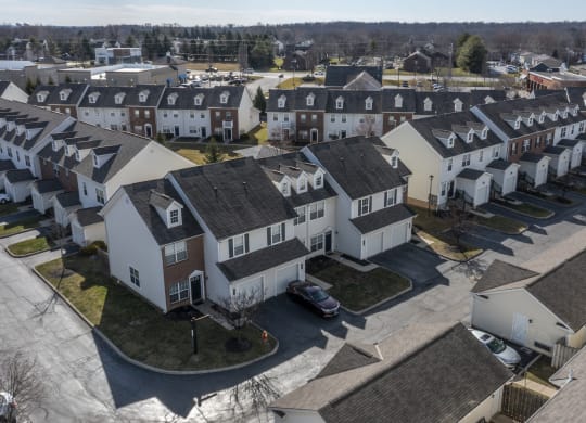 an aerial view of houses in a neighborhood at Traditions at Slate Ridge, Reynoldsburg, OH
