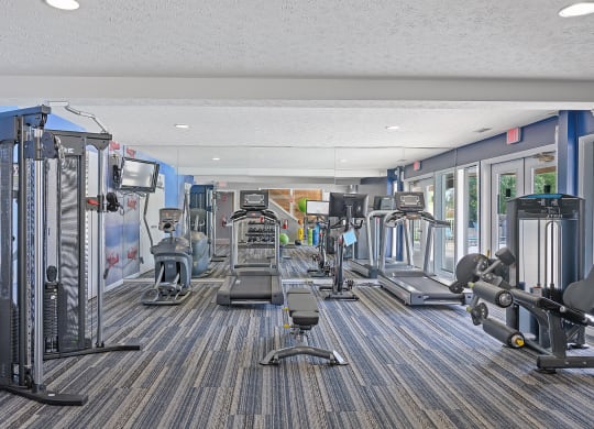 our state of the art gym is fully equipped with cardio equipment and weights at Enclave, Beavercreek