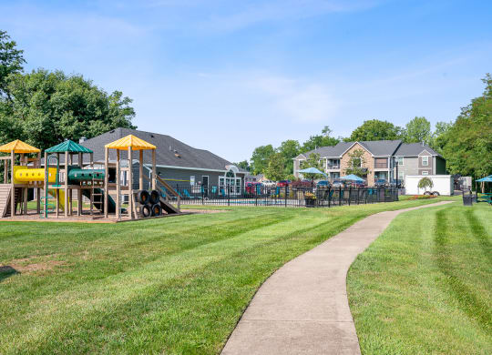 Playground and houses in the background at Galbraith Pointe Apartments and Townhomes, Cincinnati