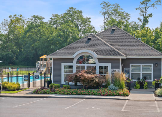 Small house with a swimming pool in front of it at Galbraith Pointe Apartments and Townhomes*, Cincinnati Ohio, 45231