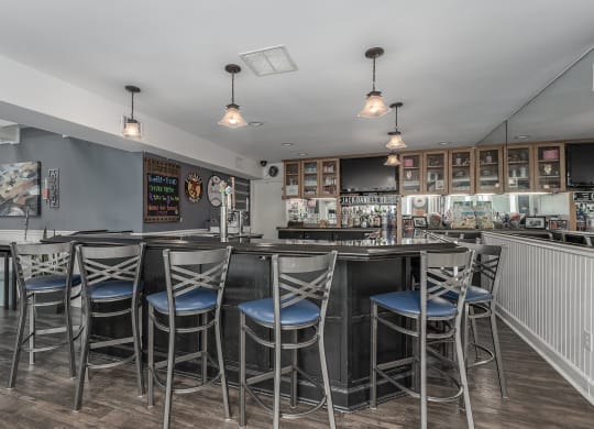 Clubhouse  with sitting space near kitchen at Harpers Point Apartments, Cincinnati