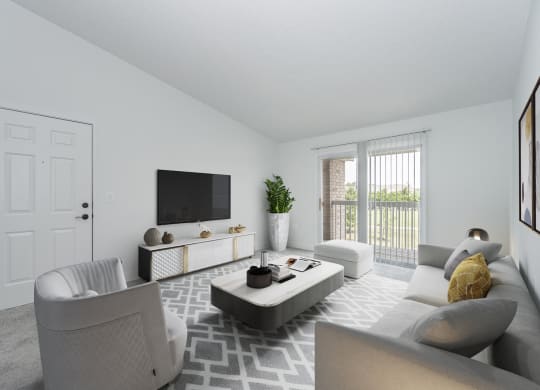 Wood Floor Living Room at Honey Creek, Greenwood, IN, 46143