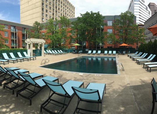 Swimming Pool With Relaxing Sundecks at The Lofts at Shillito Place, Cincinnati