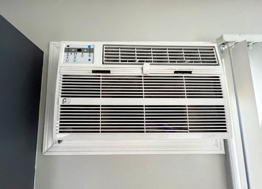 a window air conditioning unit on a wall at Ridgeview, Indiana