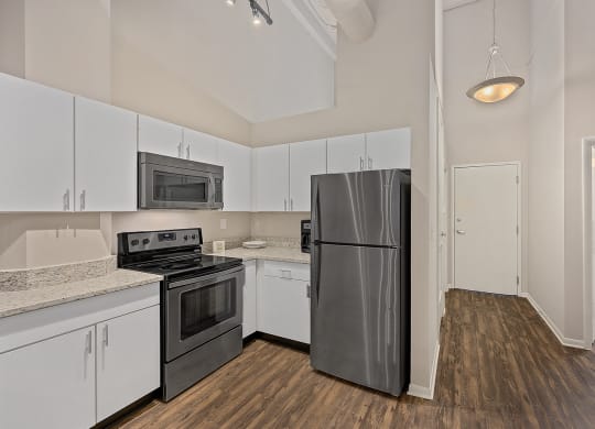 Wooden floor kitchen at The Lofts at Shillito Place, Cincinnati, Ohio