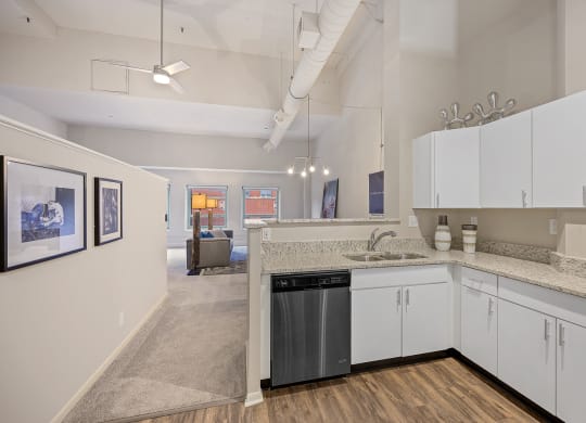 Kitchen with appliances at The Lofts at Shillito Place, Cincinnati