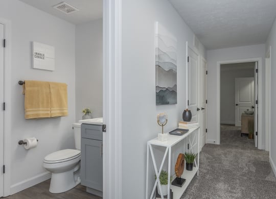 Bathroom With Hallway View at Hilltop Apartments, Ohio, 45213-2638