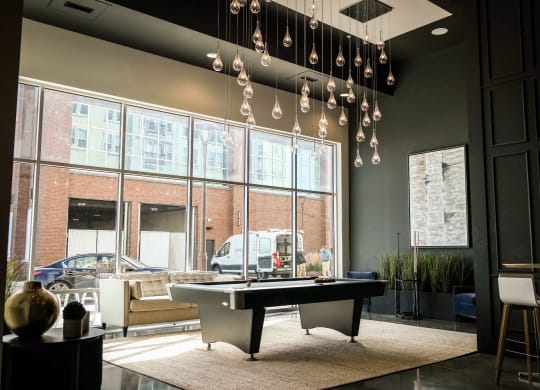 Apartments for Rent in Liberty - Liberty Center - Entertainment Lounge with a Billiards Table