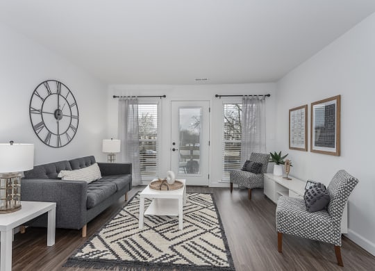 Living room sitting area sofa at SoDel, Ohio