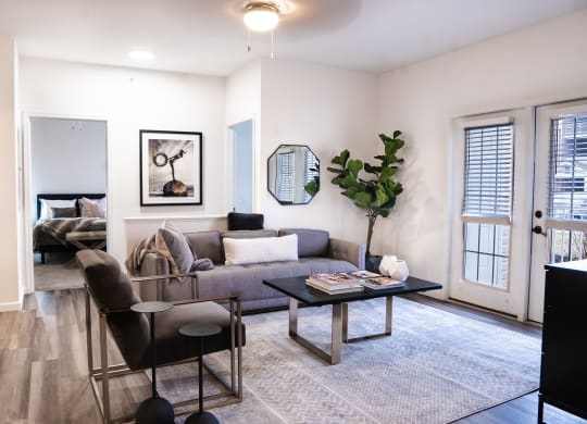 a living room with white walls and hardwood floors at Waterstone Landing, Ohio, 43551