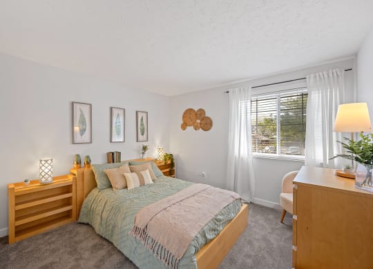 Bedroom with a bed and a dresser and a window at Wrights Point, Ft Wright, KY, 41011