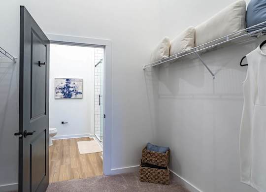 a bedroom with a closet and a door to a bathroomat Sterling Nashville West Apartments, Tennessee