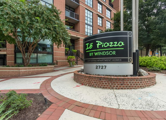 Signage and Front Entrance at IO Piazza by Windsor, 2727 South Quincy Street, VA