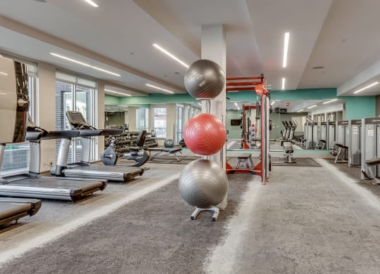 Cardio and Weightlifting Equipment in Fitness Center at The Casey, Colorado, 80202