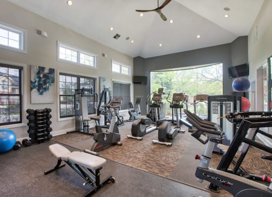 Cardio Equipment with a Tranquil View at Windsor at Meadow Hills, Colorado, 80014