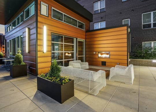 Outdoor Fireplace and Lounge Area at The Casey, Denver, 80202
