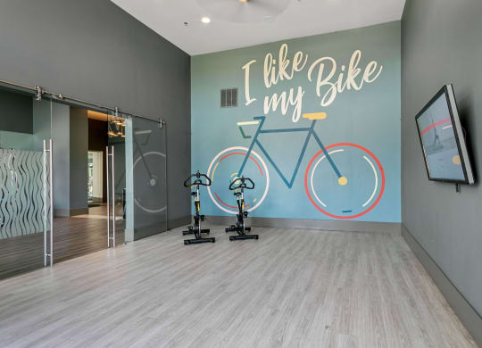 Spin studio with mural at The Lakeyard District