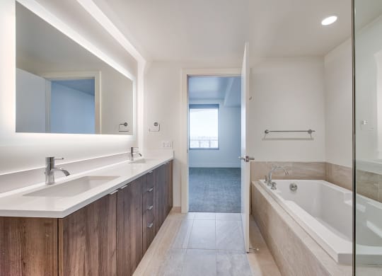 Spa-Inspired Bathroom With Shower And Soaking Tub at Stratus, Seattle