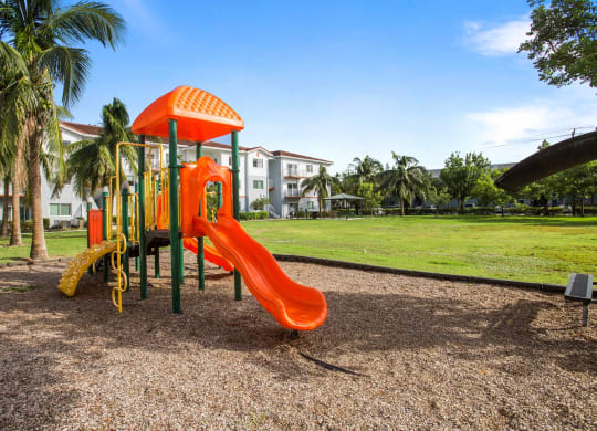 Playground with a slide at Windsor Biscayne shores in North Miami