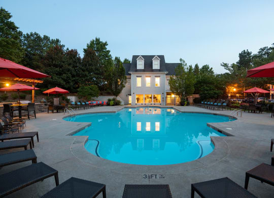 Pool at dusk at Windsor Johns Creek, 11201 State Bridge Road, GA