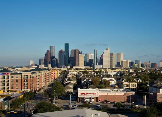 Day time view of Downtown Houston, at The Sovereign at Regent Square, TX