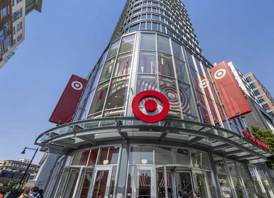 A tall building with a Target logo on the front.
