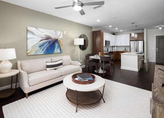a living room with a couch and a coffee table