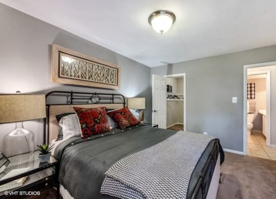 Bedroom With Attached Closet And Bathroom at Brookland Ridge Apartments, Washington, DC, 20017