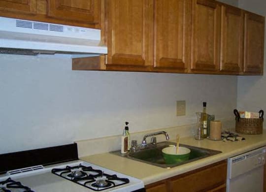 a kitchen with a sink and a stove