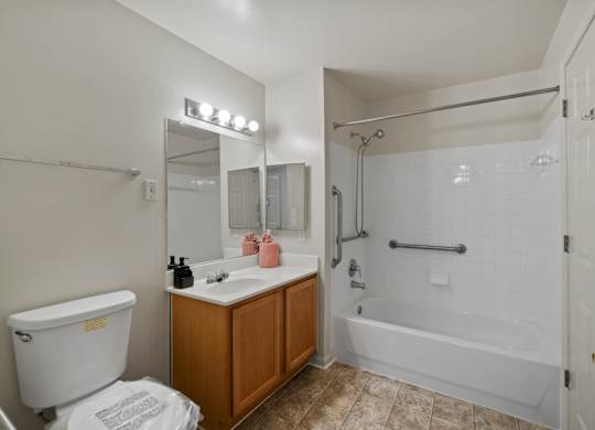 Shower bathroom at River Point Apartments, Essex, 21221