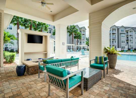 the preserve at ballantyne commons community patio  at Century Avenues, Florida, 33813