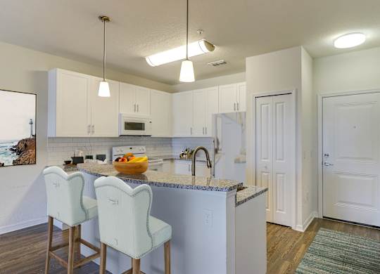 Fitted Kitchen With Island Diningat Century Avenues Apartments, Florida, 33813