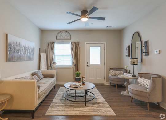 Luxurious furnished living room at Highland Hills Apartments in Grovetown, Georgia