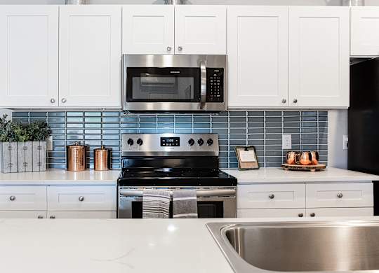 Electric Range In Kitchen at Liberty Club, Hinesville, 31313