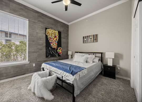 Bedroom With Ceiling Fan at Bridge at Canyon Creek, Texas, 78726
