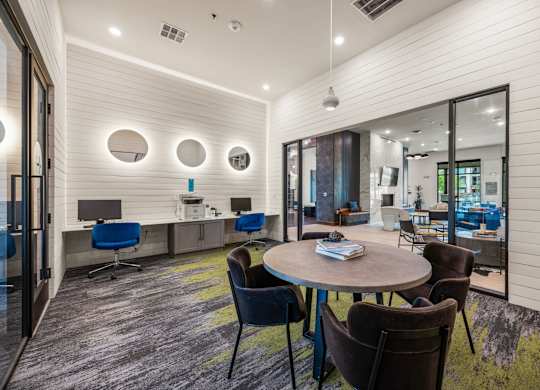 Business Center at The Haywood Apartments, Austin, Texas