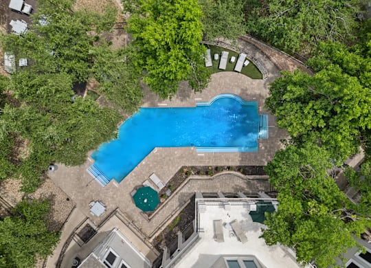 Aerial Pool View at Bridge at Canyon Creek, Austin, TX