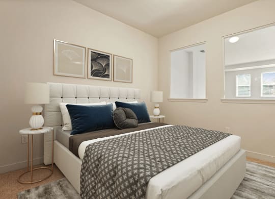 Image showing architectural charm with comfort in mind. A cozy loft-style bedroom with eye-catching design.