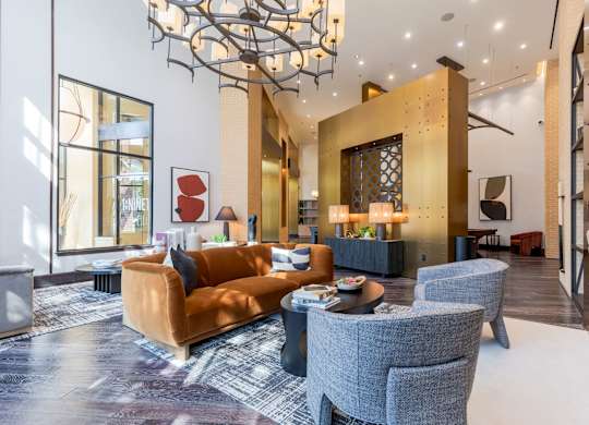Image showing design with a story. Shelves styled to perfection in a lounge meant for lingering.